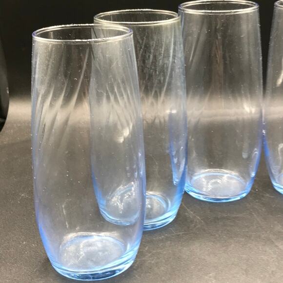 Libbey Misty Blue Swirl Tumbler or Iced Tea 16 oz Glasses Set Of 6 - Picture 3 of 6